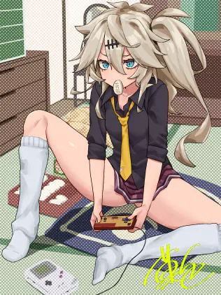 レトロゲームを嗜むつむぎちゃん_着衣RES.jpg.webp